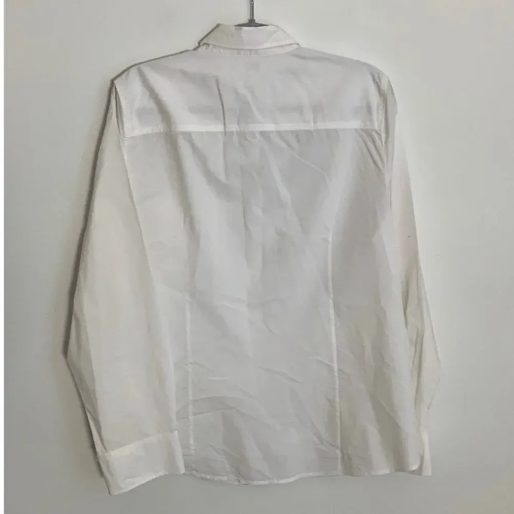 J. Crew Women's White Button down with tartan plaid‎ size large